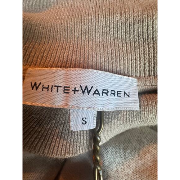White + Warren cotton Silk Blend Sift Mock Neck Pullover Tan Sweater VGC - Picture 7 of 9